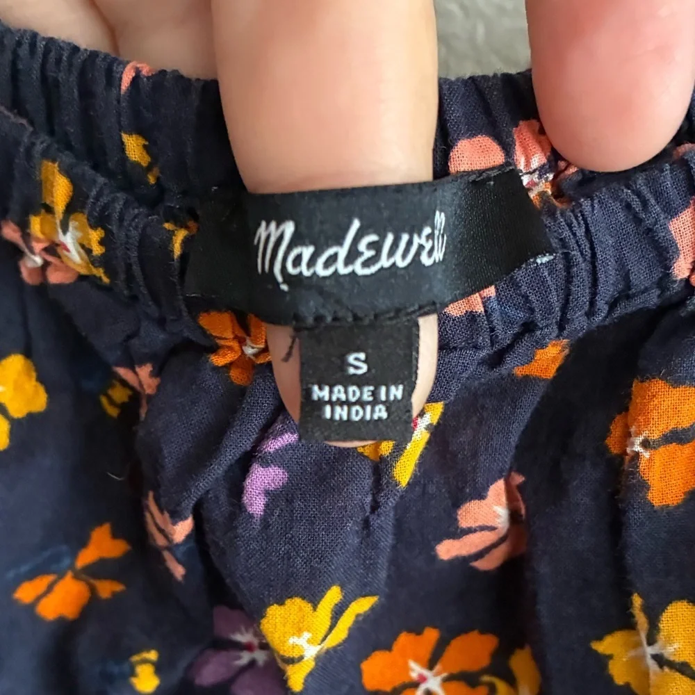 Madewell  Puff-Sleeve Square Neck Smocked-Waist in Aloha Floral Crop Top S